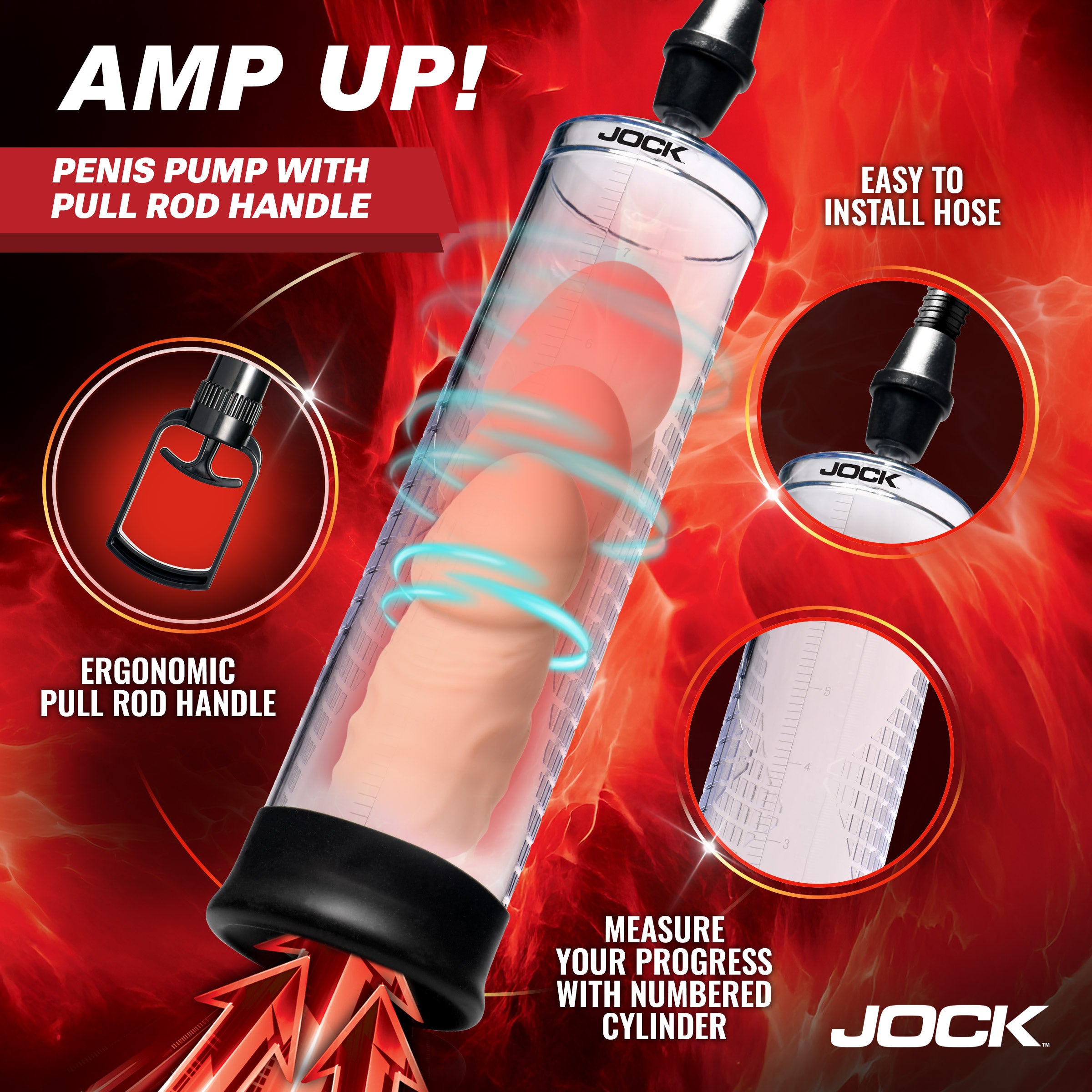 Jock Amp Up Penis Pump with Pull Handle Black