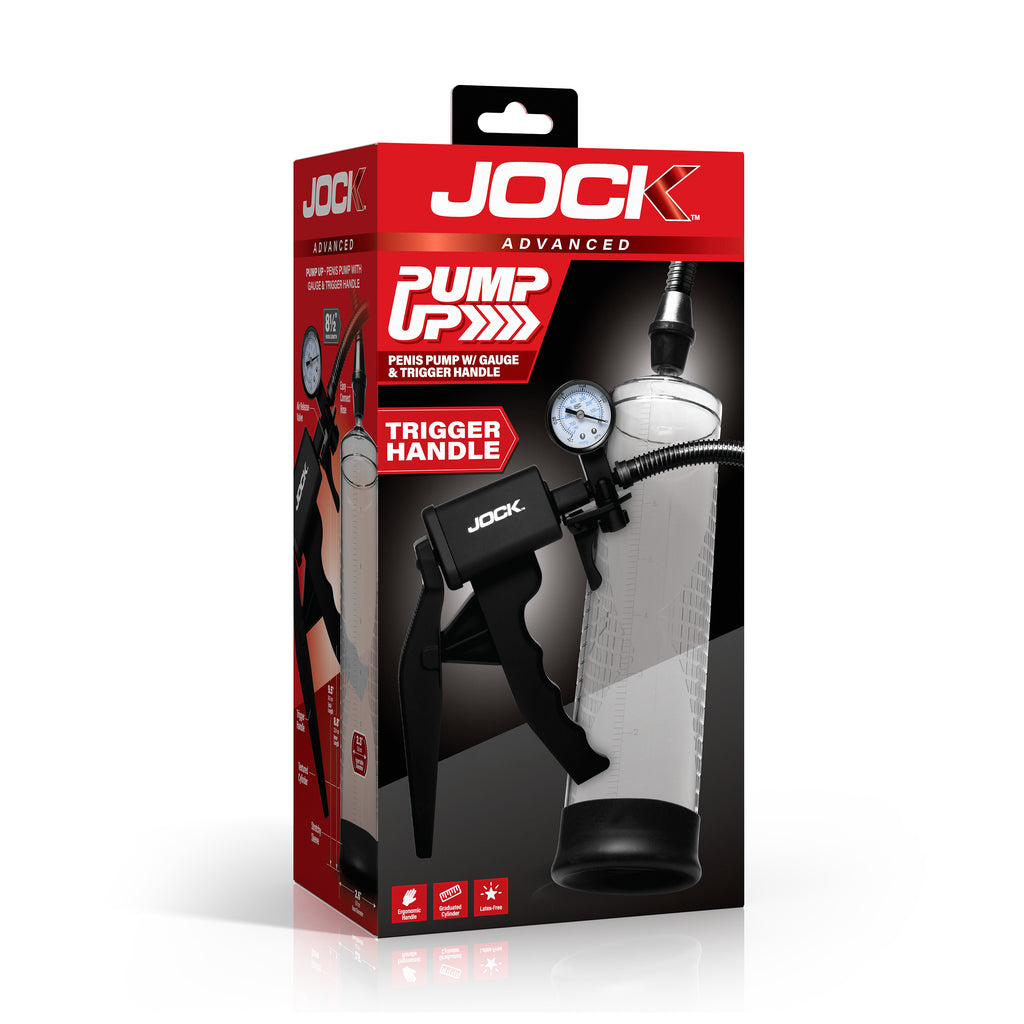 Jock Pump Up Penis Pump with Gauge & Trigger Handle Black