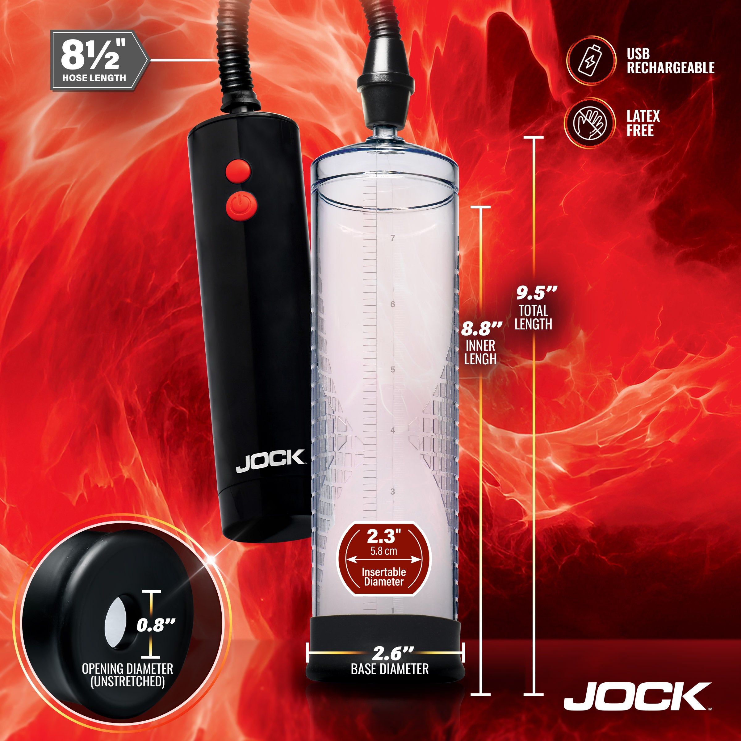 Jock Power Up Rechargeable Automatic Penis Pump Black