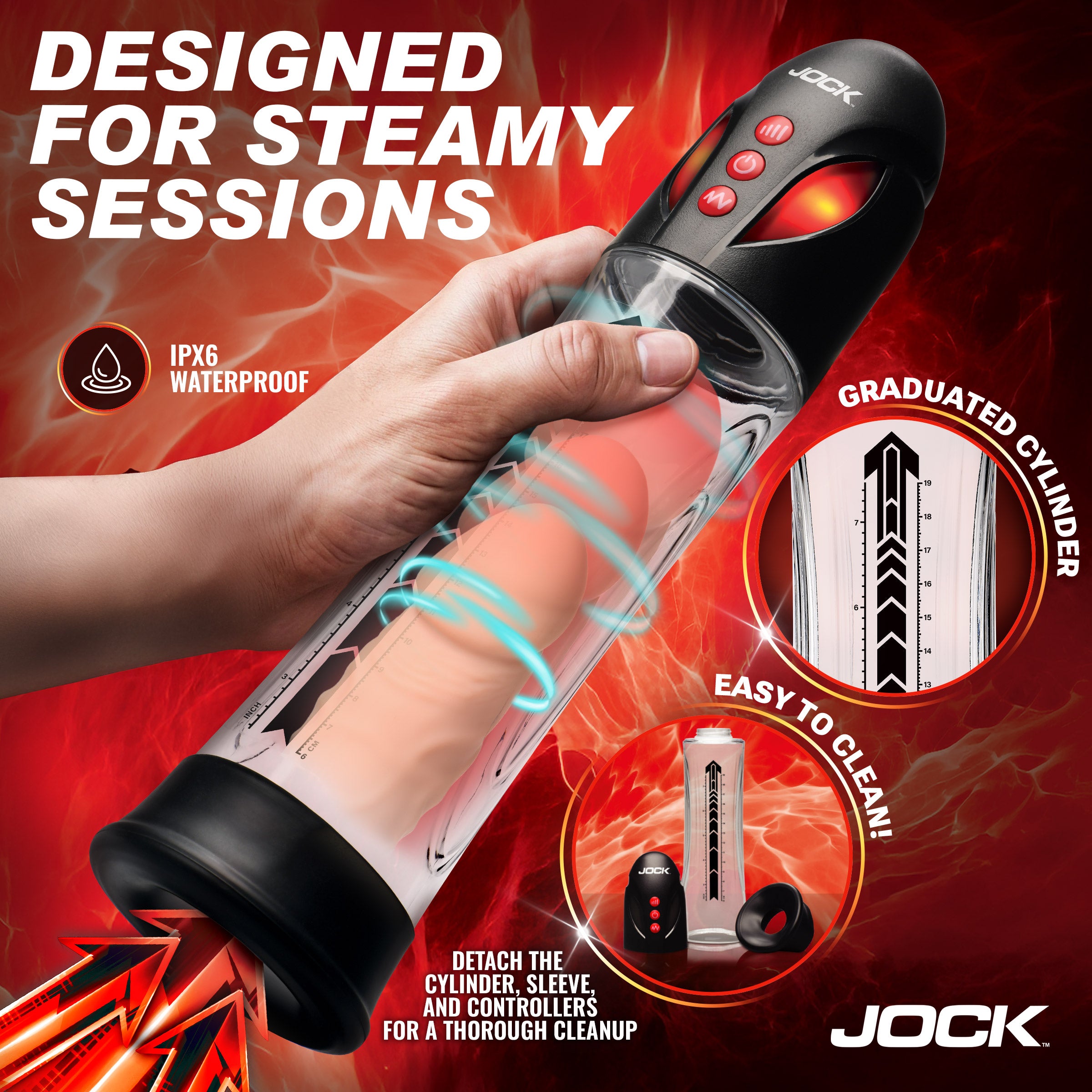 Jock Power Up Automatic Waterproof Penis Pump Black