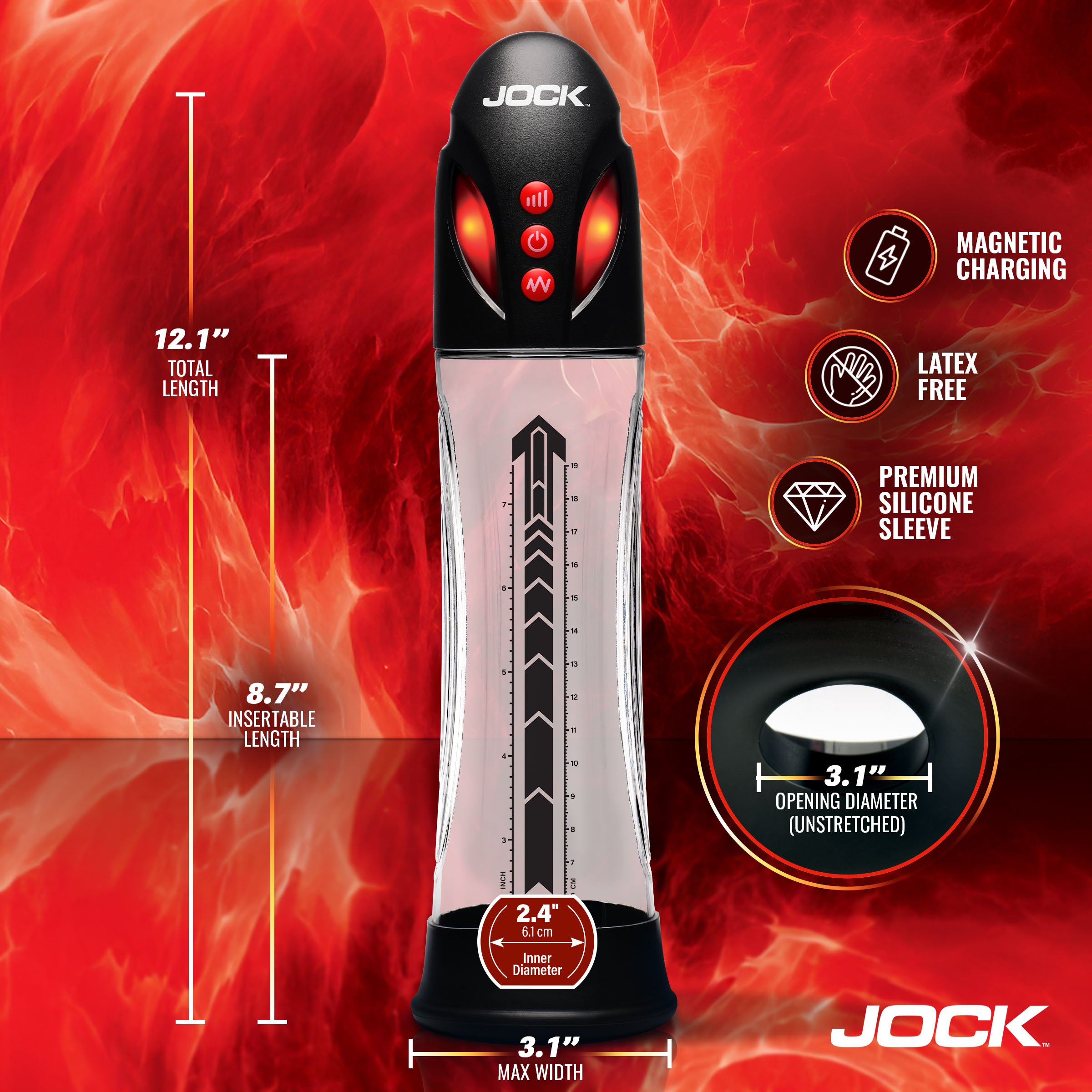 Jock Power Up Automatic Waterproof Penis Pump Black