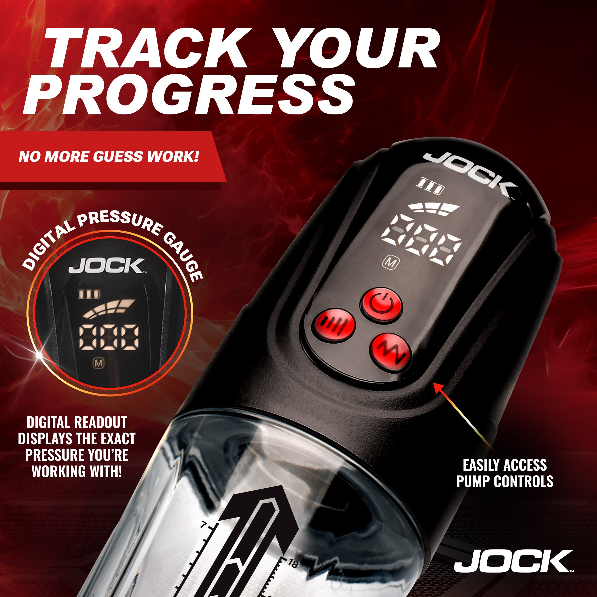 Jock Power Up Digital Automatic Waterproof Penis Pump Black