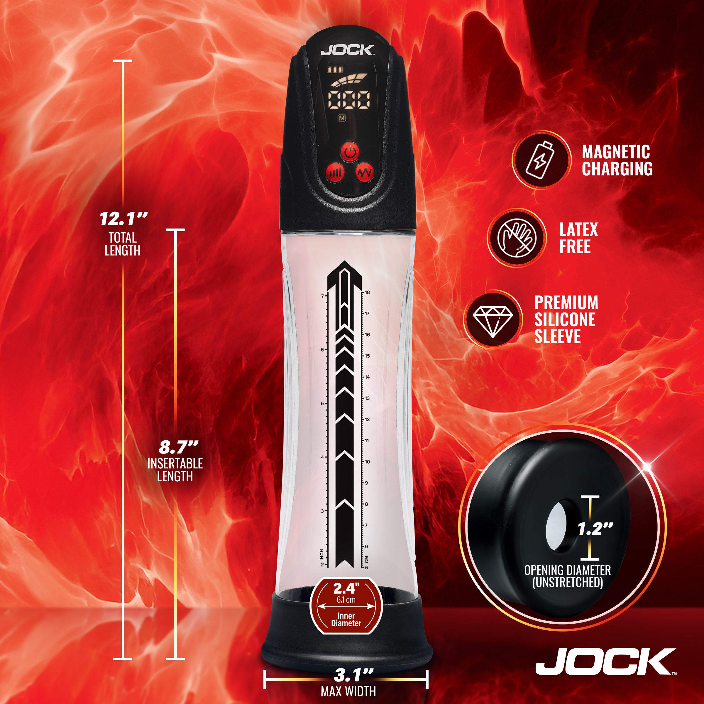 Jock Power Up Digital Automatic Waterproof Penis Pump Black