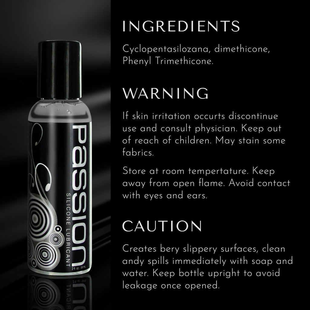 Passion Lubricants Passion Premium Silicone Lubricant - 8 oz Clear / 2 oz