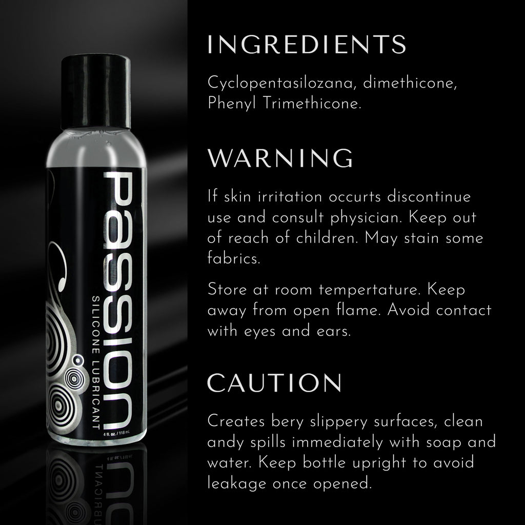 Passion Lubricants Passion Premium Silicone Lubricant - 8 oz Clear / 4 oz
