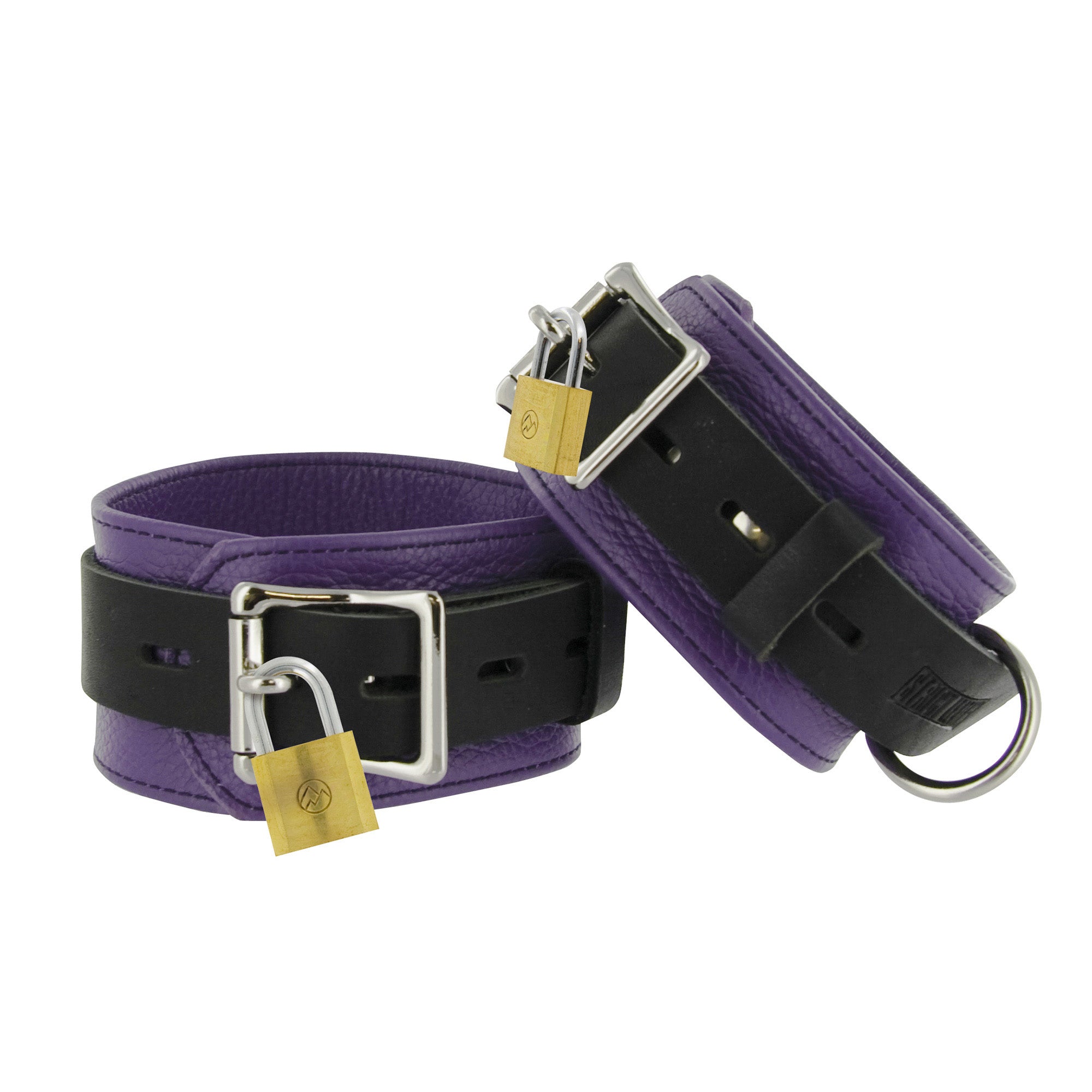 Strict Leather Strict Leather Purple and Black Deluxe Locking Ankle Cuffs Purple