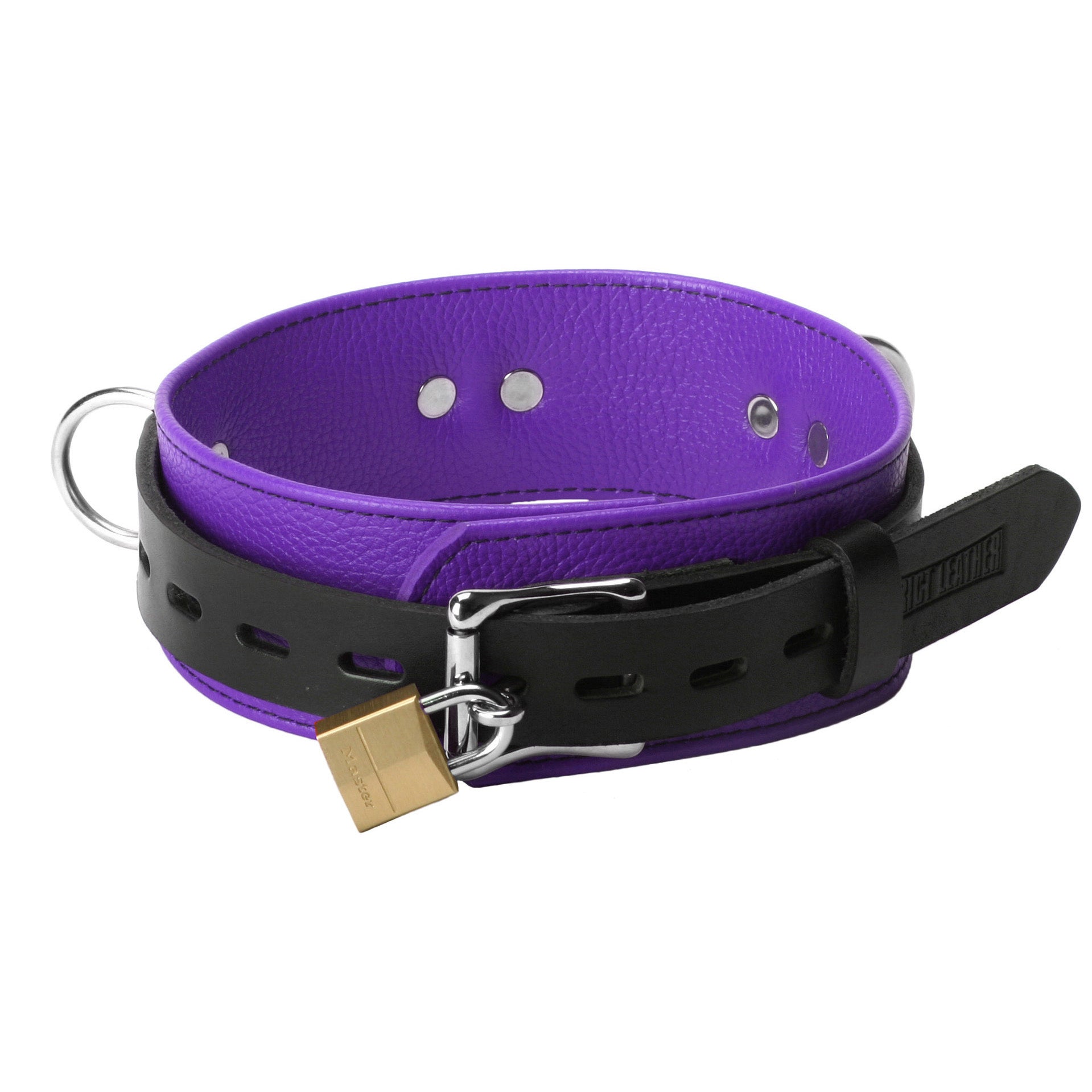 Strict Leather Strict Leather Deluxe Locking Collar - Purple and Black Purple
