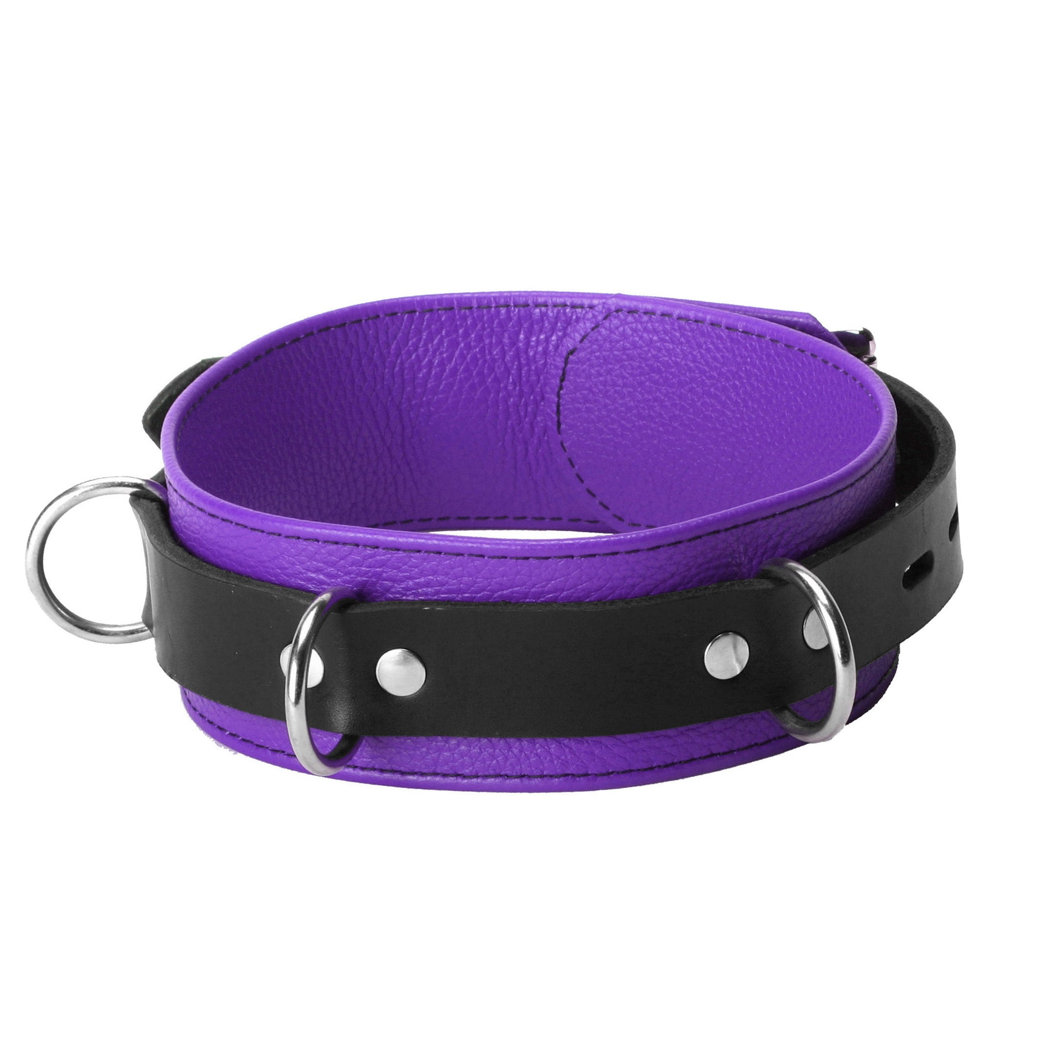 Strict Leather Strict Leather Deluxe Locking Collar - Purple and Black Purple