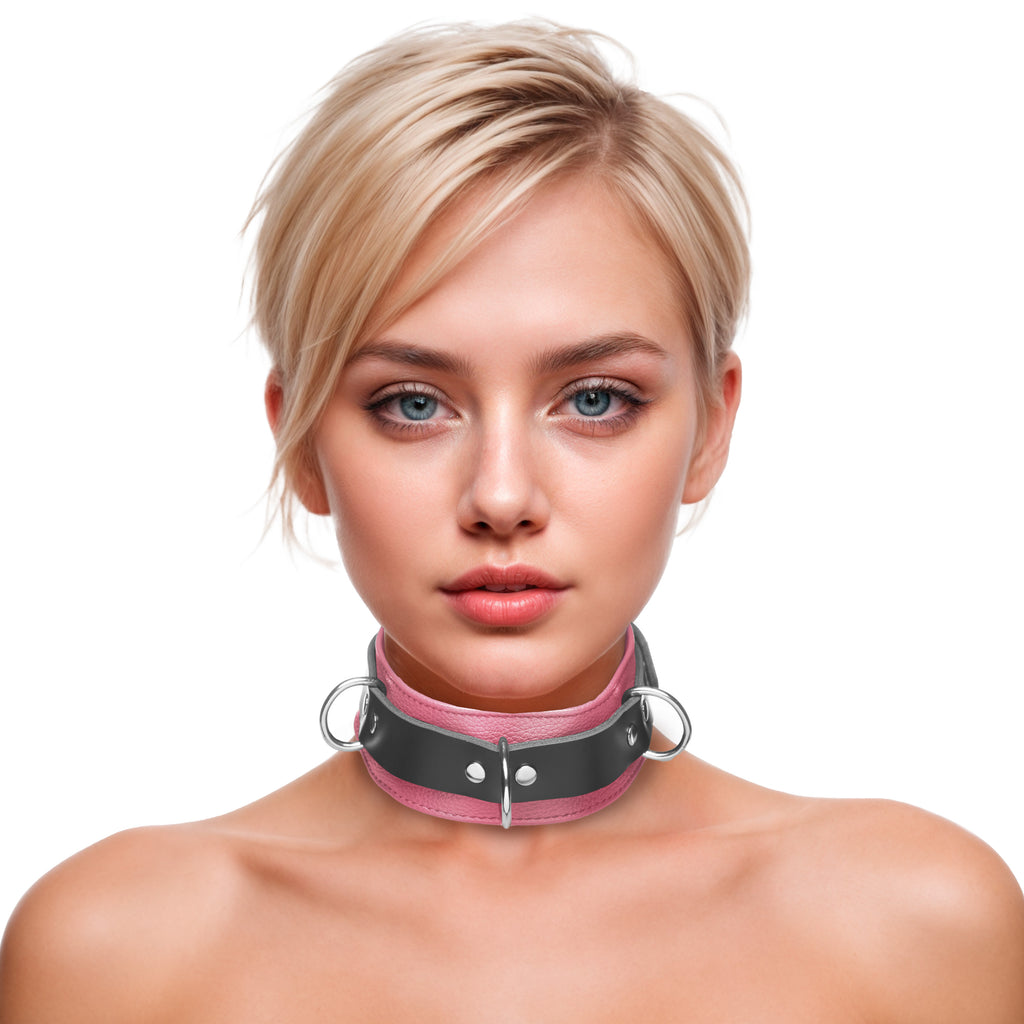 Strict Leather Strict Leather Deluxe Locking Collar - Pink and Black Pink