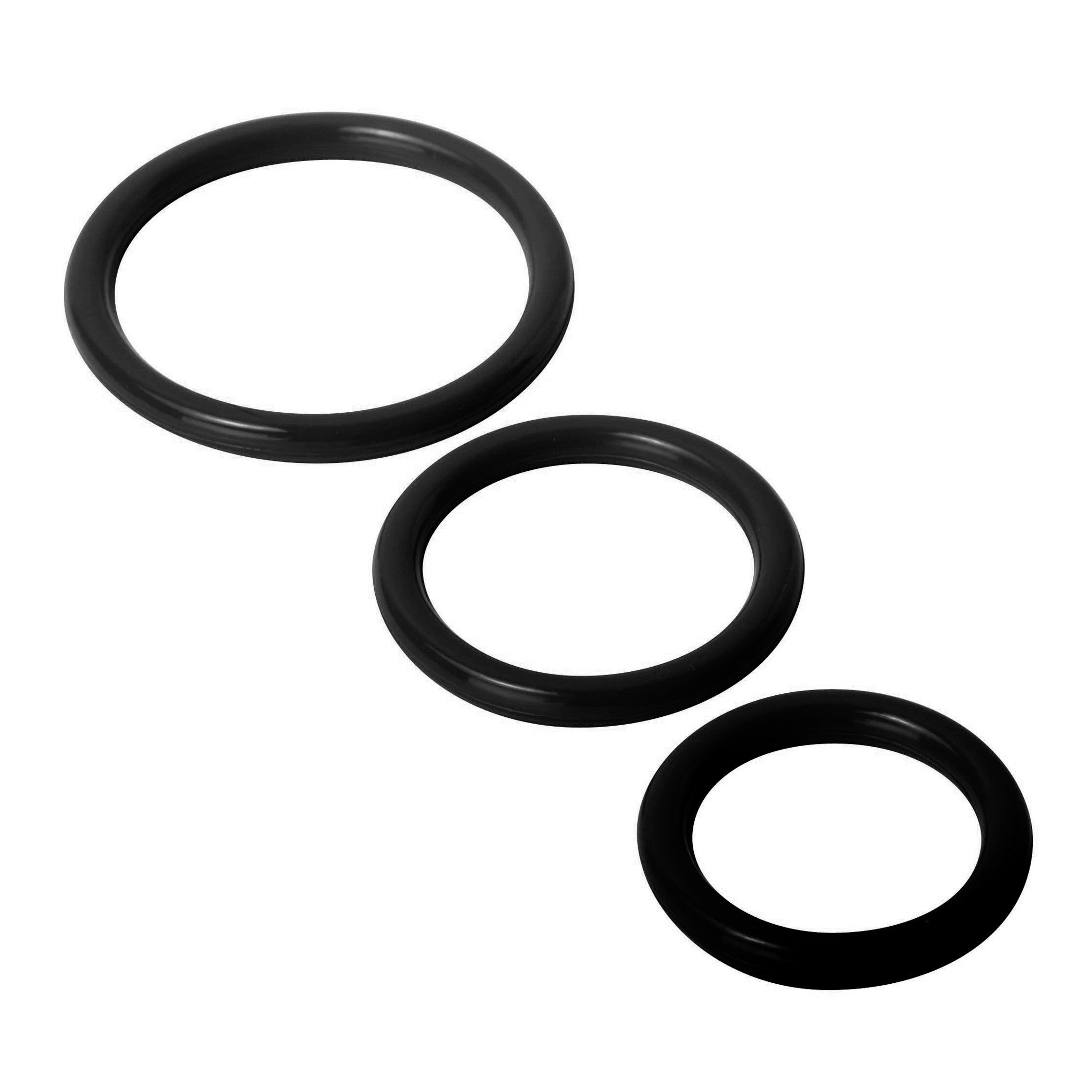 Trinity Men Trinity Silicone Cock Rings Clear Black