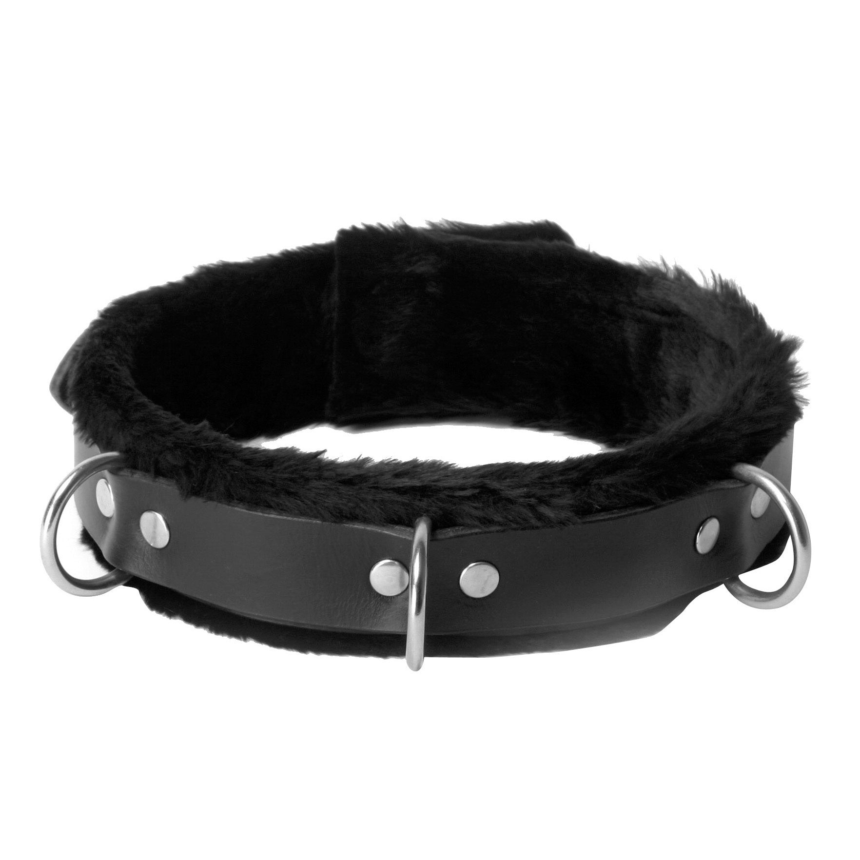 Strict Leather Strict Leather Narrow Fur Lined Locking Collar Black