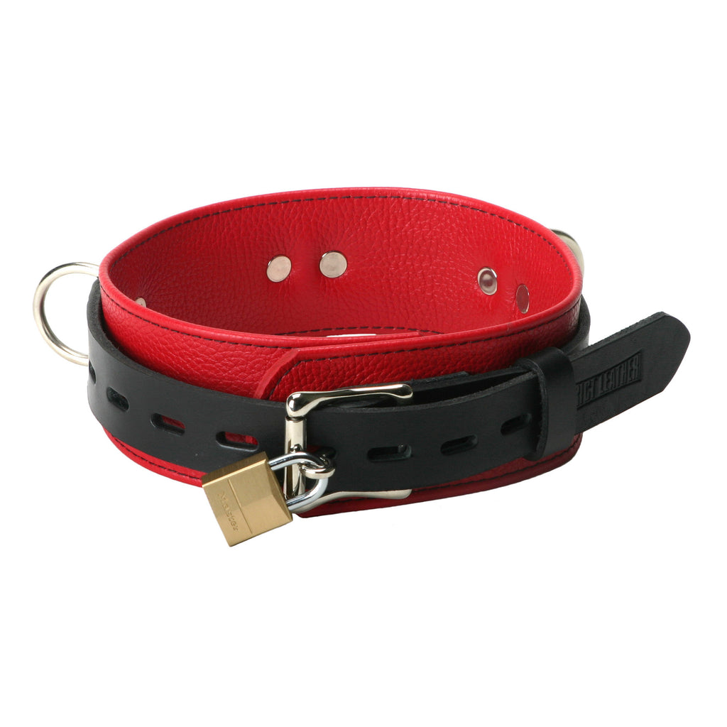 Strict Leather Strict Leather Deluxe Red and Black Locking Collar Red