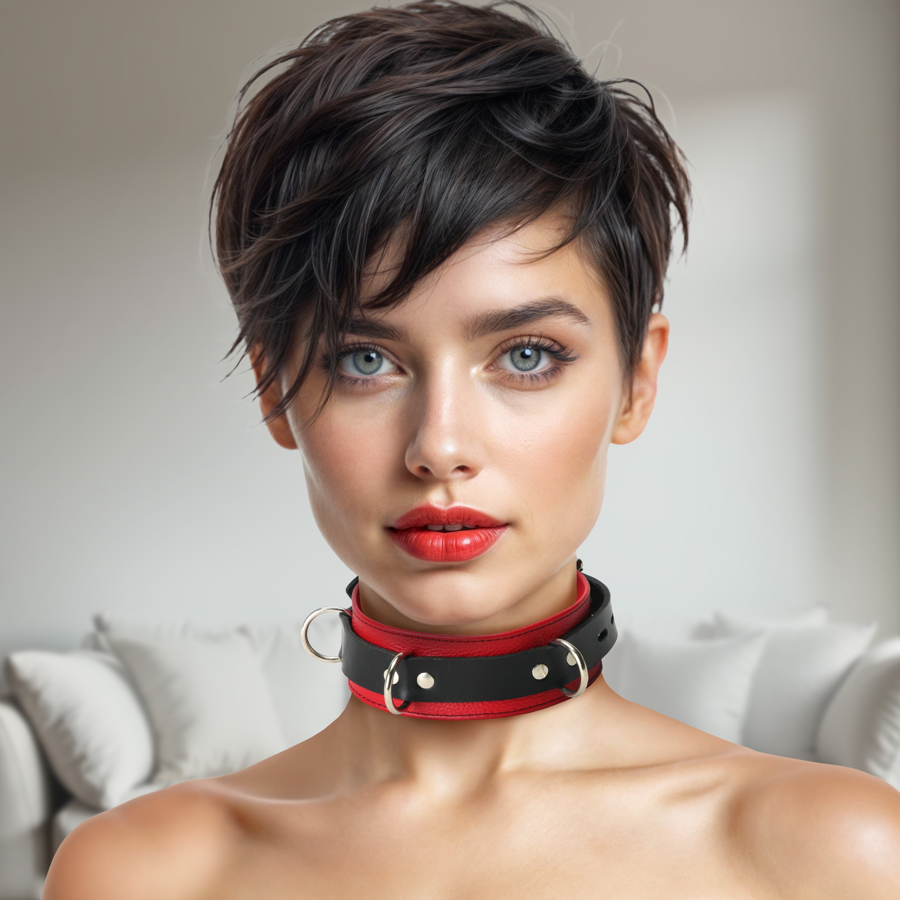 Strict Leather Strict Leather Deluxe Red and Black Locking Collar Red