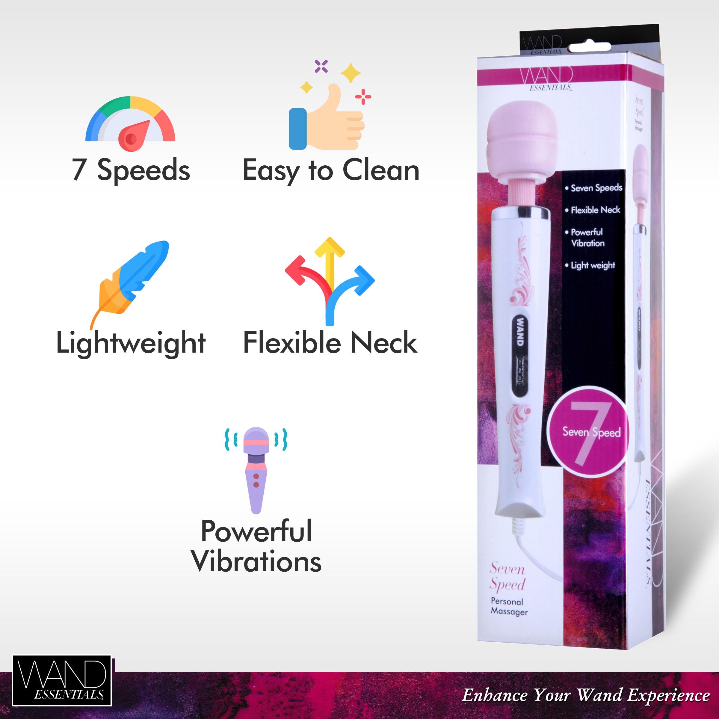 Wand Essentials Wand Essentials 7-Speed Wand Massager Pink