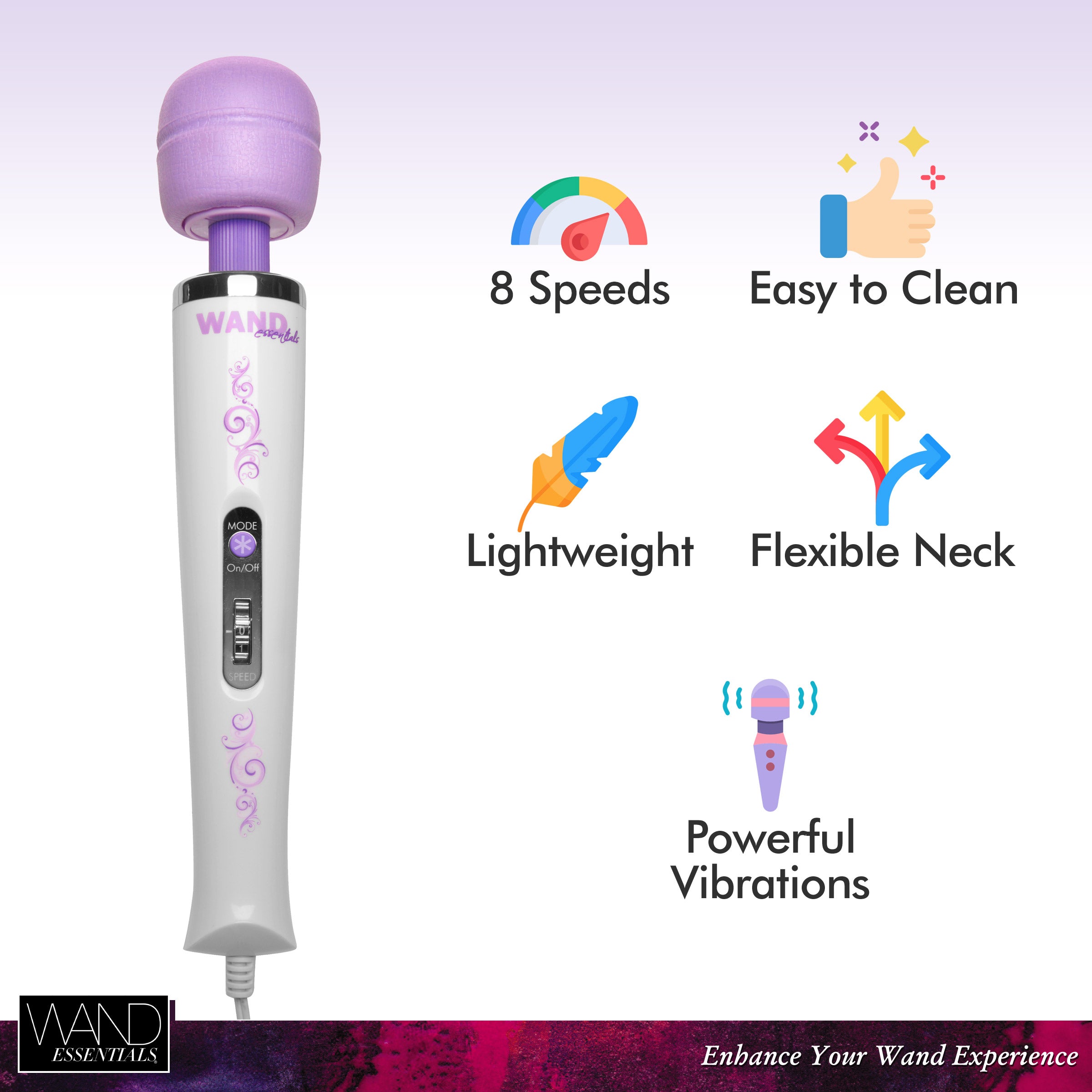 Wand Essentials Wand Essentials 8 Speed 8 Mode Massager Purple