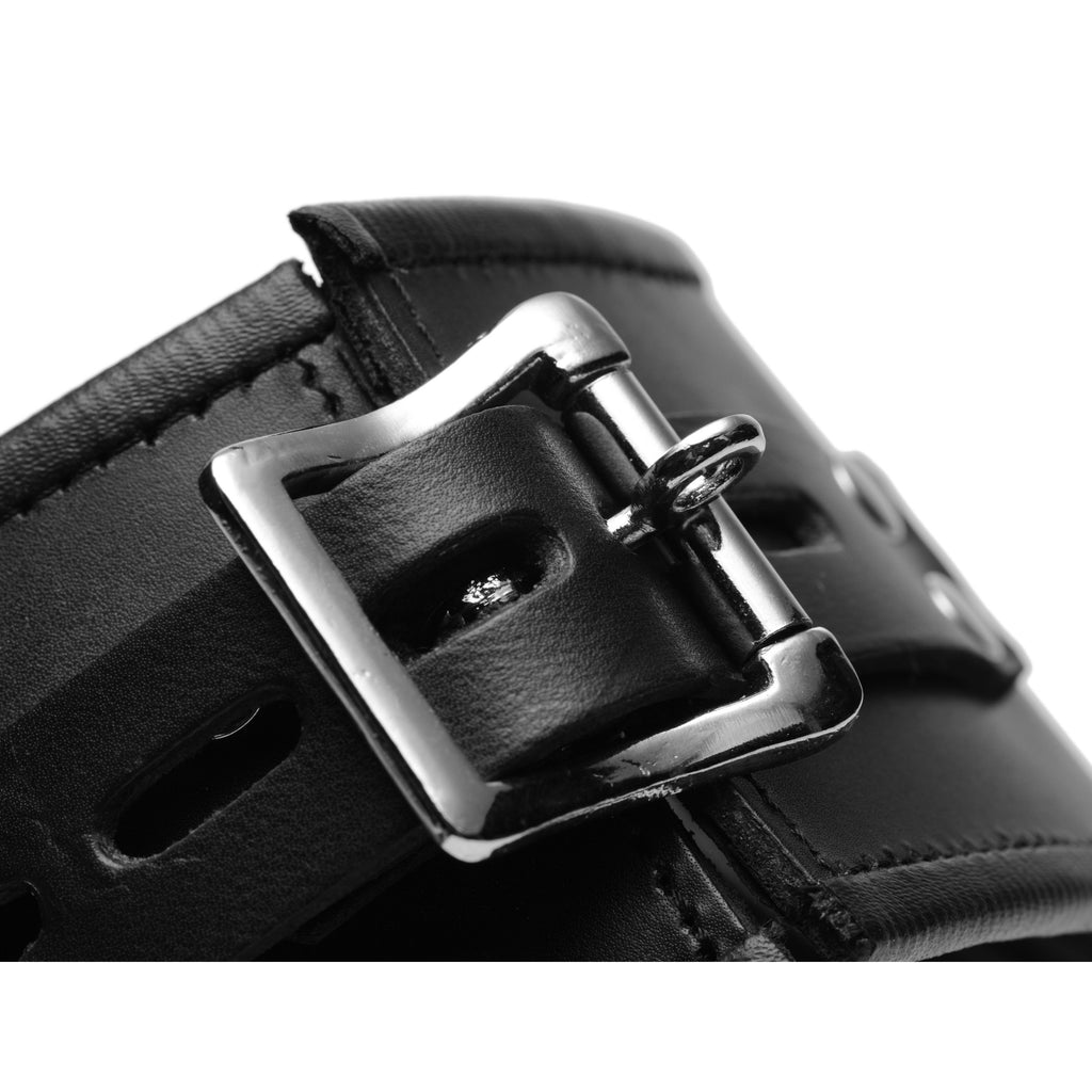 Strict Leather Padded Leather Locking Posture Collar Black