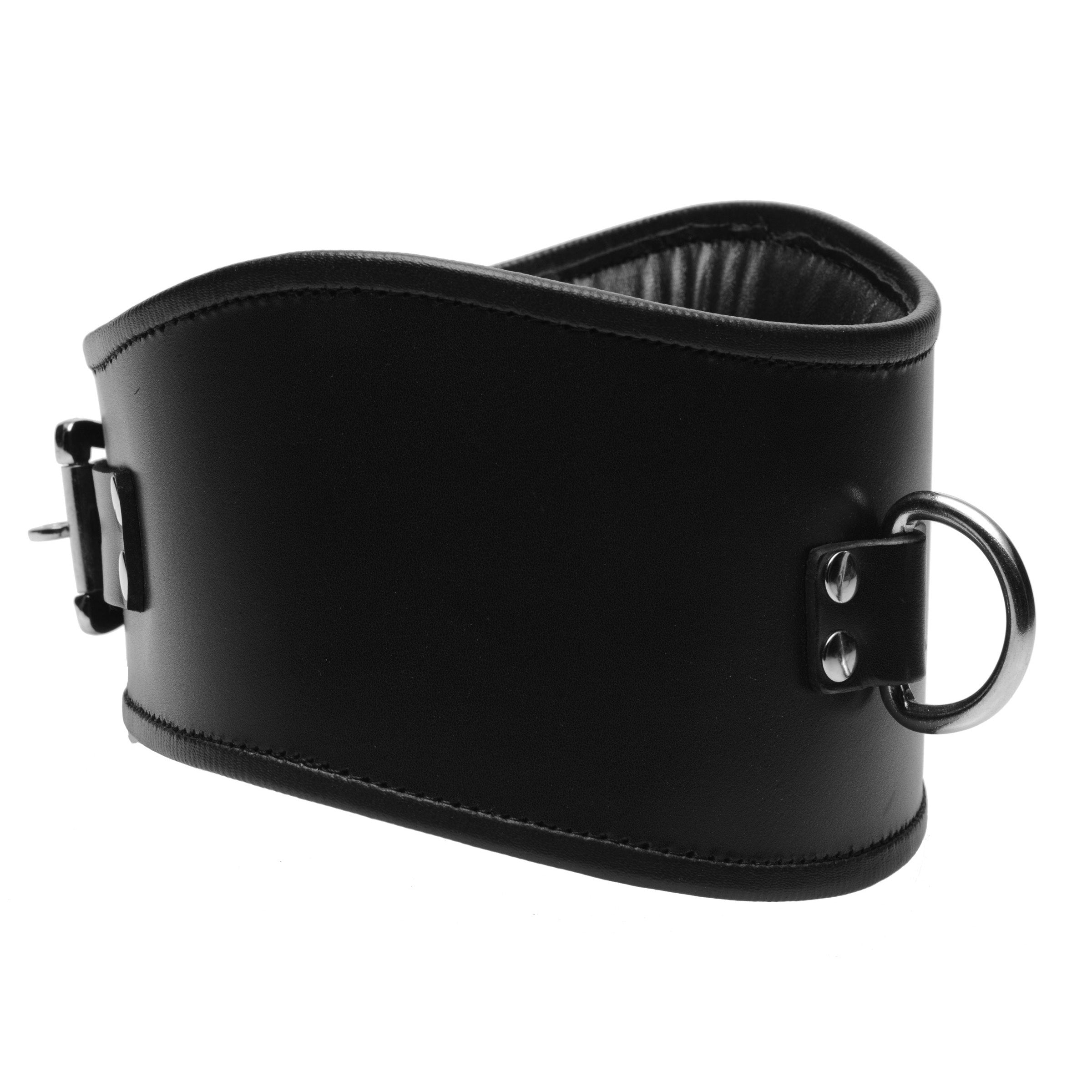 Strict Leather Padded Leather Locking Posture Collar Black
