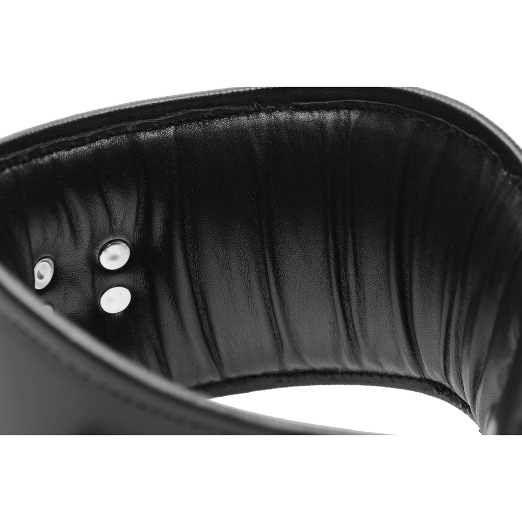 Strict Leather Padded Leather Locking Posture Collar Black