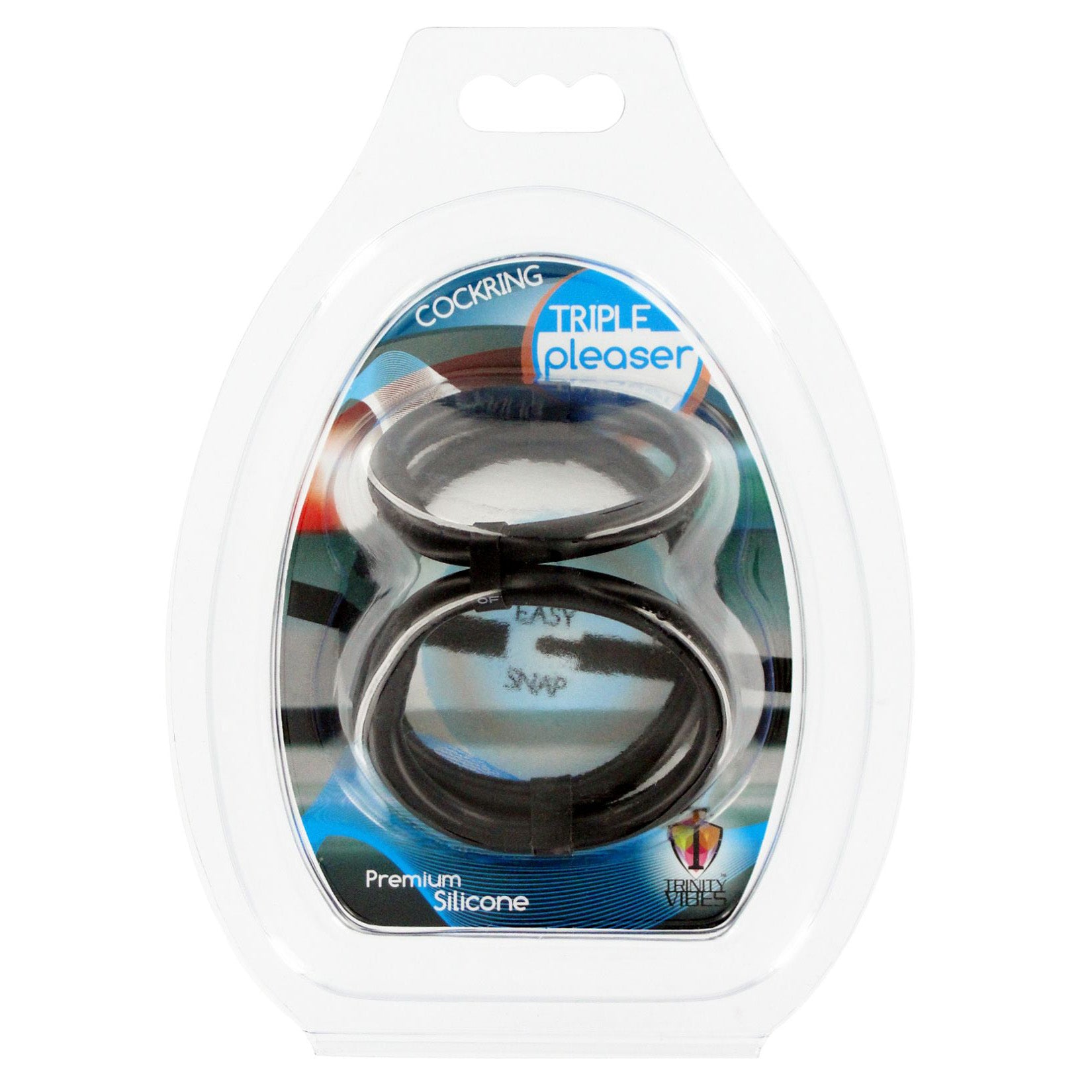 Trinity Men Easy Release Silicone Tri-Cock and Ball Ring Black