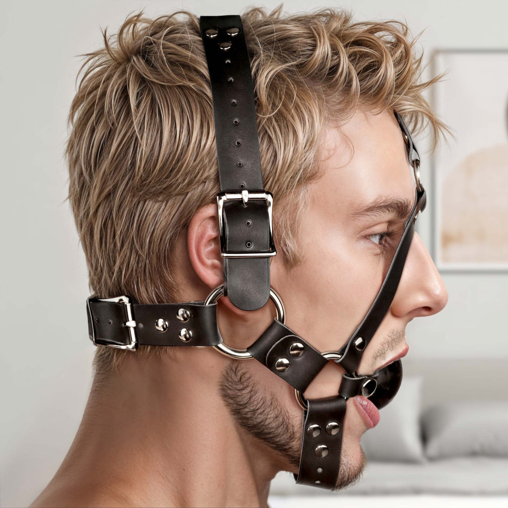 Strict Leather Leather Ball Gag Harness Black