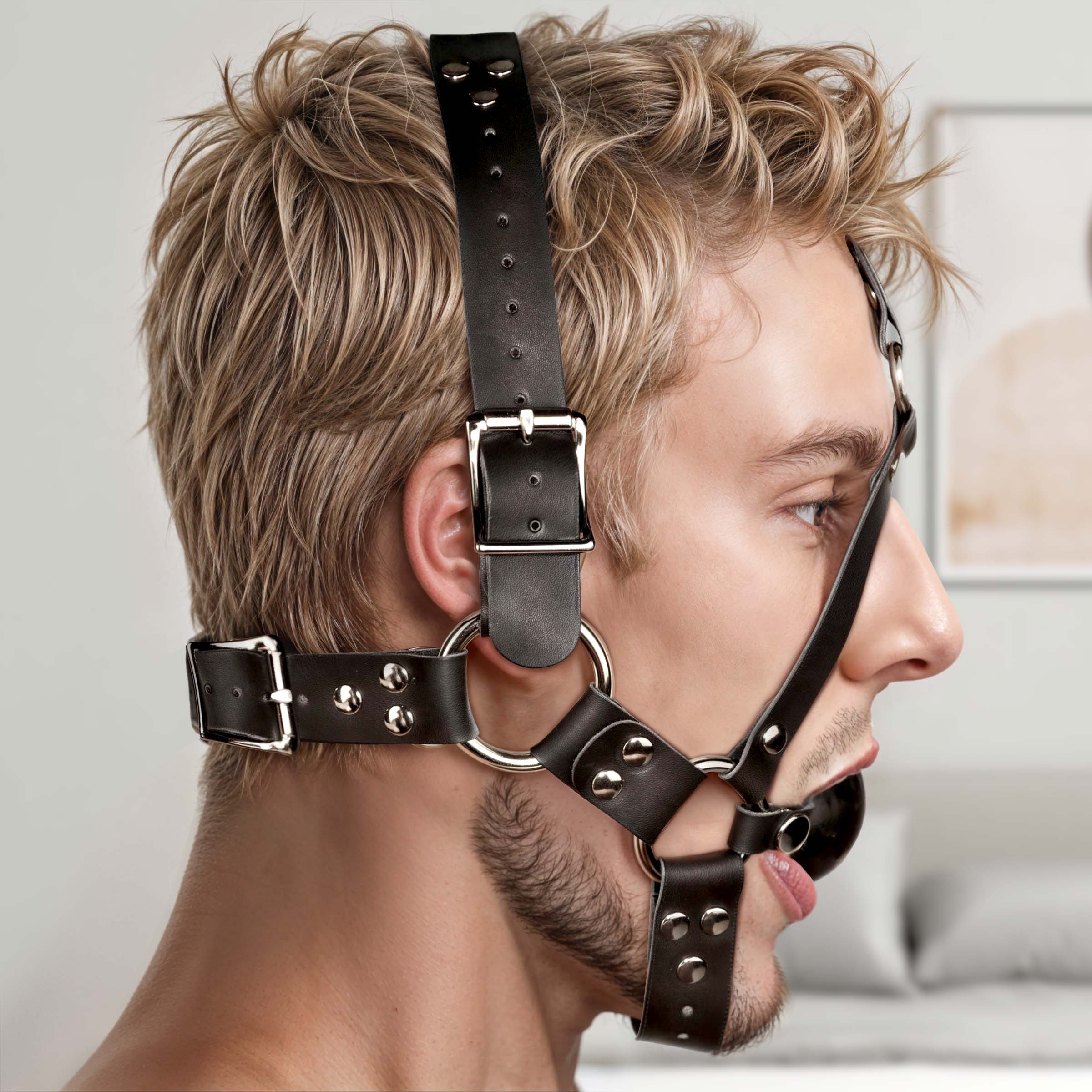 Strict Leather Leather Ball Gag Harness Black