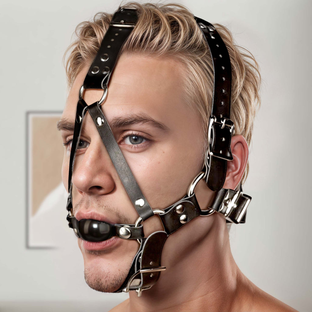 Strict Leather Leather Ball Gag Harness Black